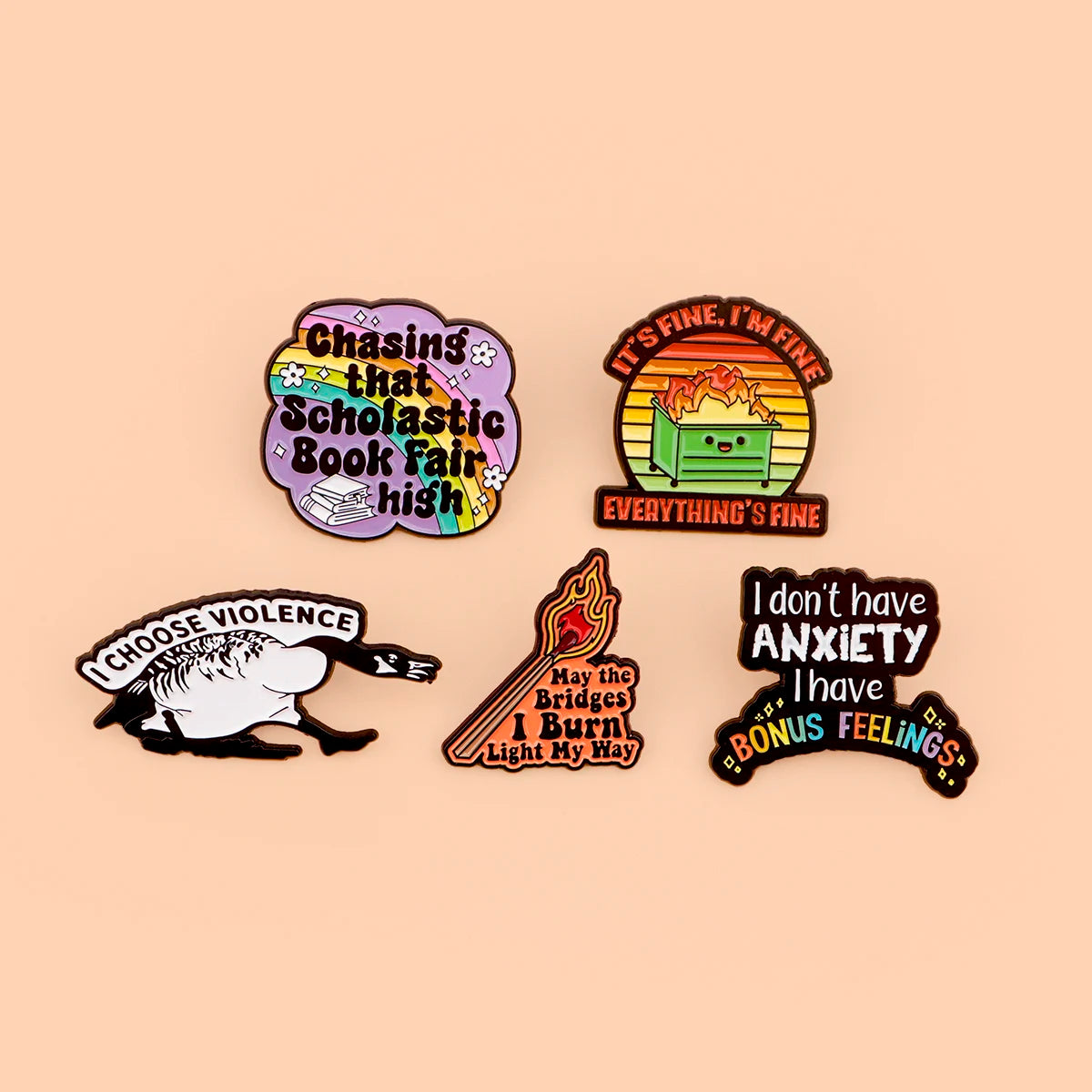Funny Goose Enamel Pin Collection. Perfect gift for someone with sense of humor or yourself.