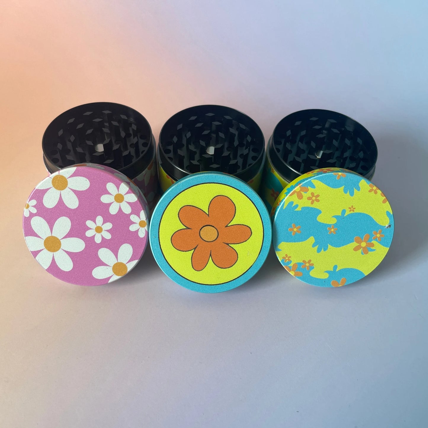 2" Orange Daisy Flower Metal Herb Grinder