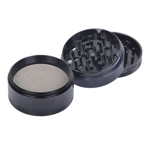 Two Black 4-layer Aluminum Herb Grinders.