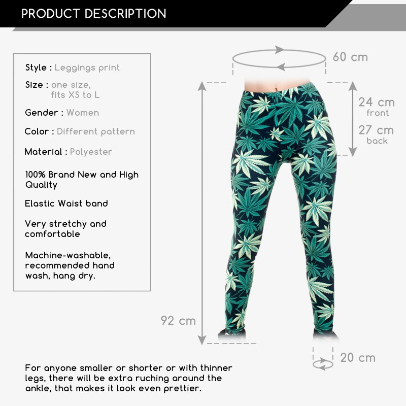 Weed Leaf Sativa Printed Leggings for Women - womens-weed-clothing, weed-leggings, reeferboss