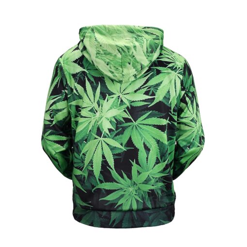 A 3D Weed Leaf Hooded Pull Over Hoody featuring marijuana leaves.