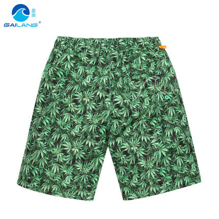 Weed Leaf Pattern Board Shorts Swimsuit – Quick Drying Trunks