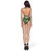 One Piece Strappy Weed Leaf Print Bathing Suit 2