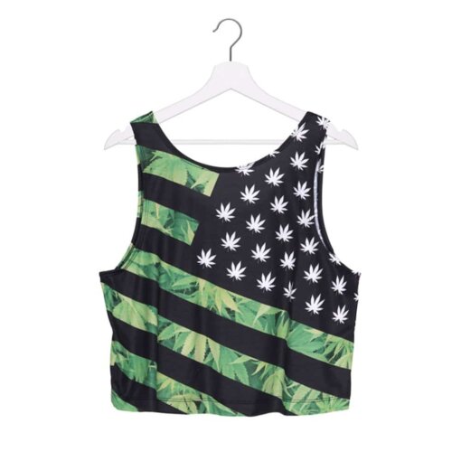 Weed ‘Merica Cropped Tank Top – One Size