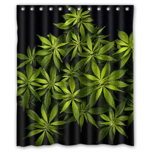 3D Printed Marijuana Weed Leaf Bathroom Shower Curtain