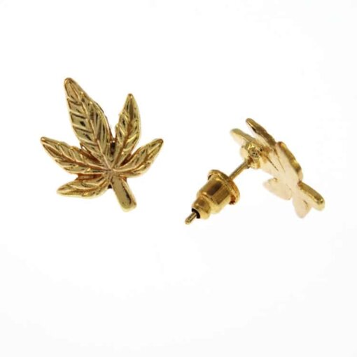 Antique Silver/Gold Tone Pot Leaf Charm Earings