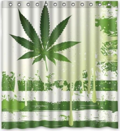 Ganja Merica Weed Leaf Bathroom Shower Curtain