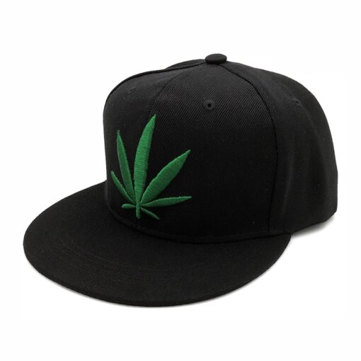 Black & Green Weed Leaf Snapback Cap