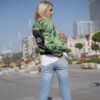 Women's 3D Weed Leaf Print Bomber Jacket - One Size 4