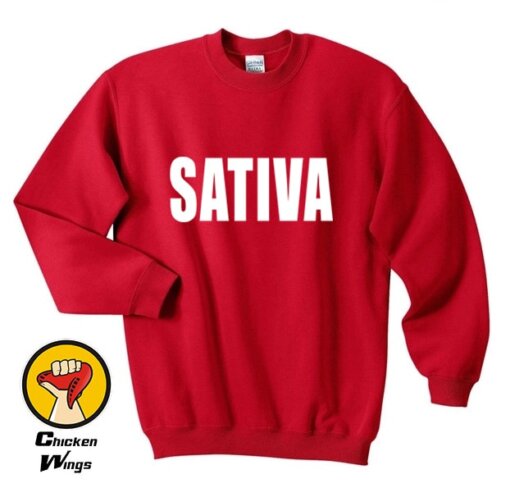 Unisex Sativa Weed Shirt Cannabis Crewneck Sweatshirt