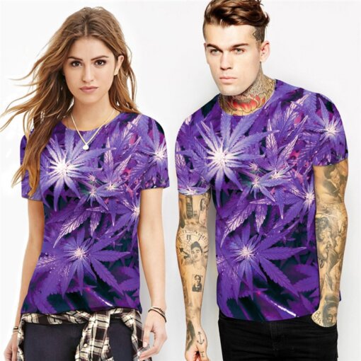 3D Hi Res Purple Weed Leaf T-Shirt | Limited Edition