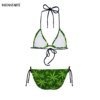 Green Hemp Weed Leaf Print Two-Piece Bikini Set  1