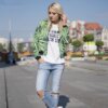 Women's 3D Weed Leaf Print Bomber Jacket - One Size 1