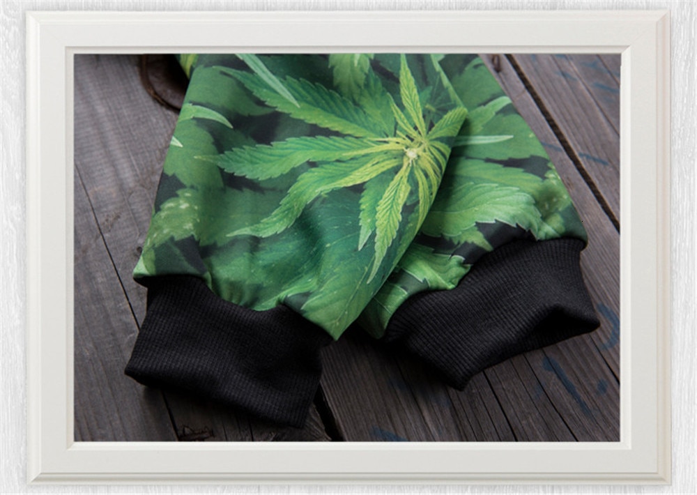 Women's 3D Weed Leaf Print Bomber Jacket - One Size - womens-weed-clothing