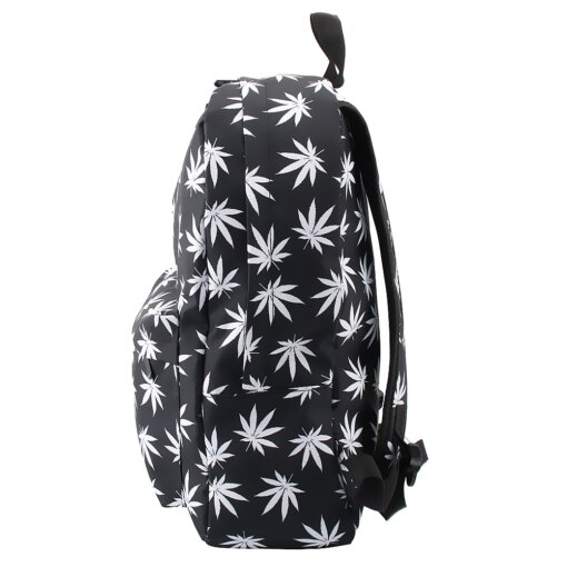 Black & White Hemp Leaf Waterproof School Backpack