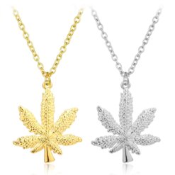 Marijuana Leaf Charm Pendant Necklace & Chain