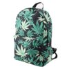 Green & Black Hemp Leaf Waterproof School Backpack  2