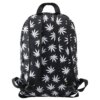 Black & White Hemp Leaf Waterproof School Backpack  3