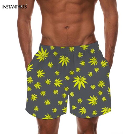 Tropical Hemp Weed Leaf Pattern Quick Dry Board Shorts 4