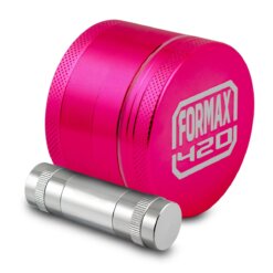 Formax420 Pink Aluminum Herb Grinder w/ Pollen Catcher, Scraper, & Pollen Press