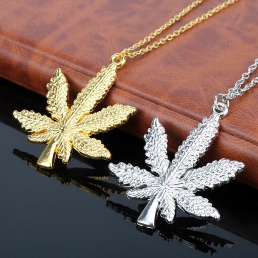 Marijuana Leaf Charm Pendant Necklace & Chain