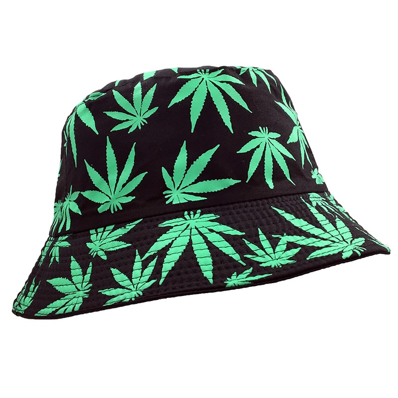 Marihuana Leaf Bucket Hat Cannabis Weed Fisherman Cap Packable Sonnenhüte