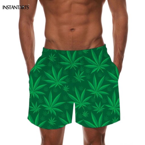 Tropical Pot Leaf Pattern Quick Dry Weed Shorts