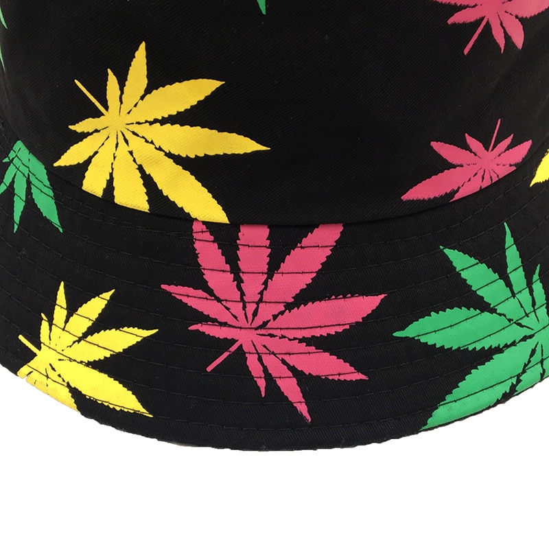 Fisherman Style Multi Color Weed Leaf Bucket Hat - weed-hats, weed-apparel