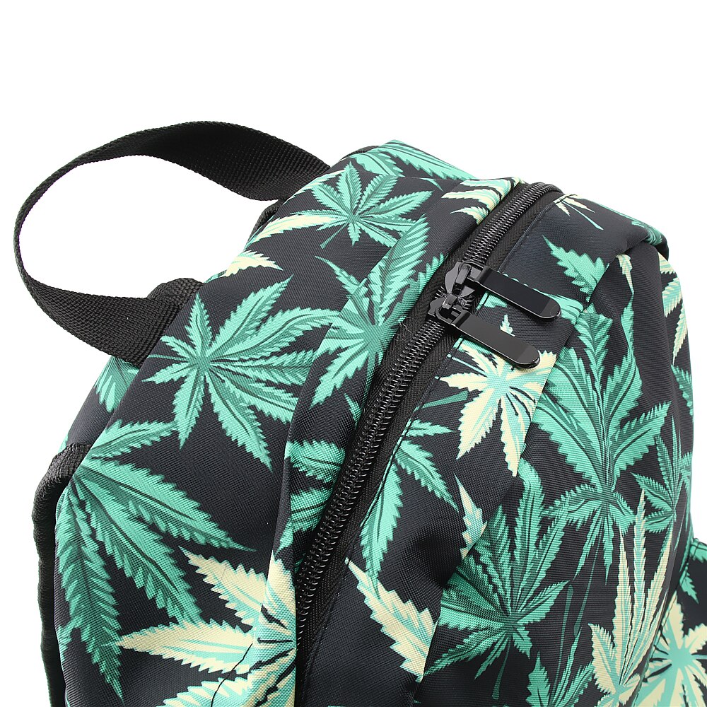 Green & Black Hemp Leaf Waterproof School Backpack - weed-backpacks-bags, weed-apparel, reeferboss