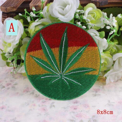 Marijuana Leaf Embroidery Iron On Patches 3