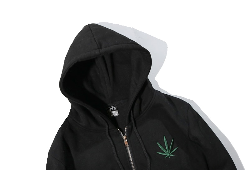 Indica Pot Leaf Marijuana Casual Zip UP Hoodie - womens-weed-hoodies, weed-hoodies, weed-apparel, mens-weed-hoodies