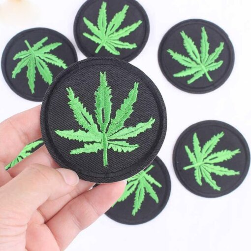 Marijuana Leaf Embroidery Iron On Patches