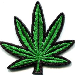 3.25″ Green Pot Leaf Iron On Embroidered Patch