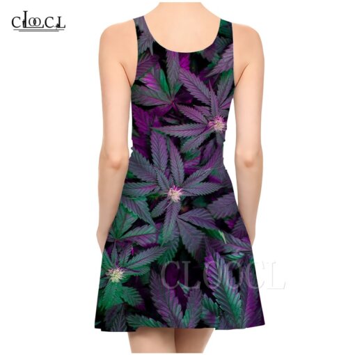 Purple Haze Marijuana Leaf Print Casual Summer Dress 2