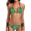 White & Green Marijuana Leaf Print 2 Piece Bikini Set