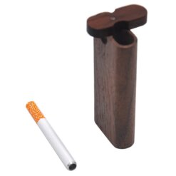 Pocket Sized Wood Dugout w/ One Hitter Metal Cigarette Pipe