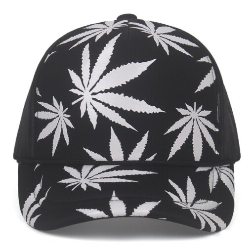 Marijuana Leaf Print Snapback Trucker Hat 5
