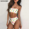 INSTANTARTS Jamaican Hemp Leaf Print Bandeau Bikini Brand Designs Women Summer Beachwear Strapless Swimsuits for Sexy Ladies 3