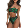 3D Cannabis Leaf Print Tube Top Brazilian Bikini Set
