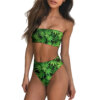 Leafy Marijuana Beach Camo Print Tie-Front Bikini Set