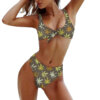 Green Leaf 3D Weed Leaf Print Tube Top Brazilian Bikini Set