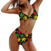 Leafy Marijuana Black & Pastel Print Tie-Front Bikini Set