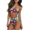 Trippy Weed Leaf Print Tube Top Brazilian Bikini Set