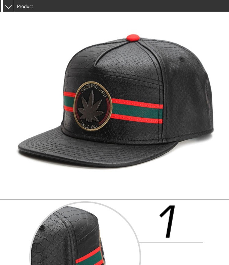 Smoking Good Black Leather Snapack Hat - weed-snapbacks, weed-hats, reeferboss