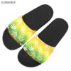 Yellow & Green Faded White Weed Slide Sandals