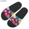 Yellow & Green Faded White Slip-On Weed Slide Sandals 1