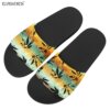 Tropical Sunset Black Slip-On Weed Slide Sandals 7