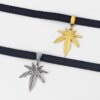 1pcs Black Flat Faux Suede Leather Tibetan Silver/Cord Pot Gold Weed Leaf Charm 13