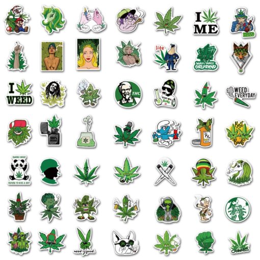 100pc Weed Leaf Marijuana Sticker Pack