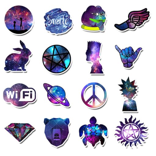35pc Colorful Galaxy Themed Weed Sticker Pack